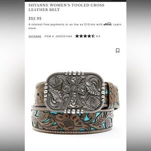 Shyanne Brown Leather Belt with Silver and Turquoise Accents